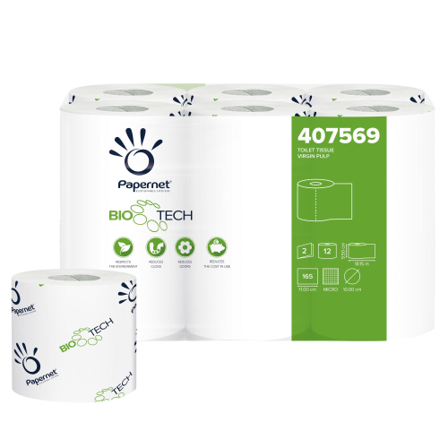 PAPERNET CARTA IGENICA IN PURA CELLULOSA BIOTECH 2 VELI MICROGOFFRATA 18.15MT 165 STRAPPI BIANCO CONF 96 Pz.